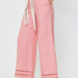 Linen Blend Wide Pants W/scarf Belt, Current Air