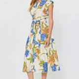 Floral Printed Button Down Midi Dress, Current Air