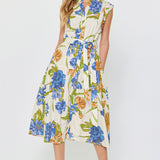 Floral Printed Button Down Midi Dress, Current Air
