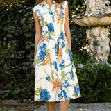 Floral Printed Button Down Midi Dress, Current Air