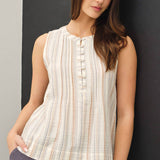 Be Cool - STRIPED GAUZE WOVEN TANK TOP