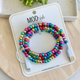 MODish Design Co - Beaded Phone Charger - Metallic Rainbow