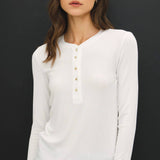 Be Cool - Modal Classic Ribbed Longsleeve Henley Basic Top