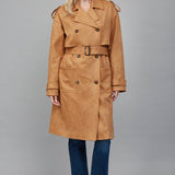 FATE - Faux Suede Double Breasted Trench Coat