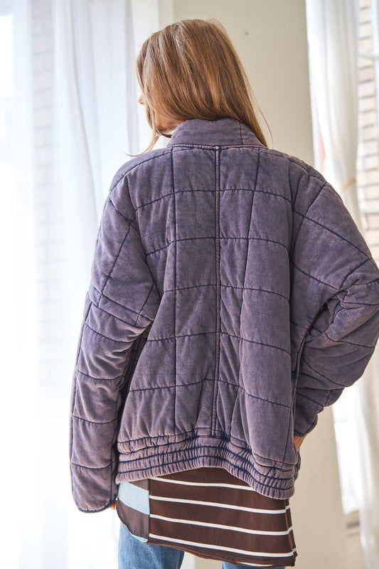 Washed Soft Comfy Quilting Zip Closure Jacket (Various colors), Davi & Dani