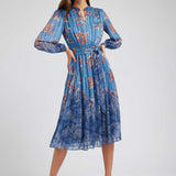 Current Air - Floral Printed Tiered Midi Dress