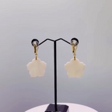 Mother of Pearl Carved Flower Earrings, Zhanna Jewelry