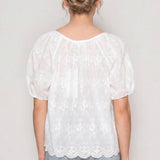 ADORA LA - SHORT SLEEVE TOP WITH SCALLOPED TRIM