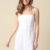 Olivaceous - Sariah Button-Front Linen Mini Dress