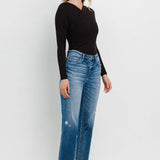 Flying Monkey - High Rise Frayed Hem Crop Straight Jeans