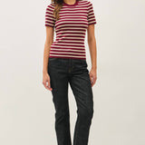 Be Cool - CLASSIC STRIPED CREWNECK SHORT SLEEVE SWEATER