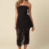 Olivaceous - Jaya Strapless Lace Combo Midi Dress