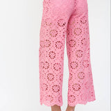 FATE - FLORAL EYELET LACE WIDE LEG CROPPED PANTS