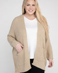 Ribbed Knit Open Front Cardigan (Various Colors), eesome (Plus Only)