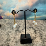 Double Pearl drop earrings, By Zhanna