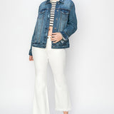 RISEN Plus Size Distressed Button Up Jacket