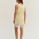 Amber Satin Mini Dress with Lace Trim, Crescent