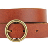 Most Wanted USA - Brass-Toned Circle Buckle Leather Belt