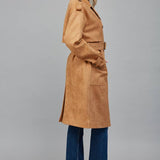 FATE - Faux Suede Double Breasted Trench Coat