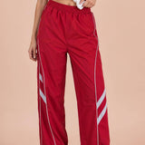 VERY J -Wide Leg Track Pants W/ Piping Detail