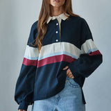 Cotton Striped Jersey Collar Pullover, By Together
