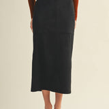 Mustard Seed - BACK SLIT SUEDE SKIRT