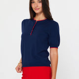 Current Air - Contrast Edge Short Sleeve Sweater