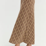 Crescent - Sandra Plaid Flowy Midi Skirt