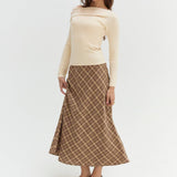 Crescent - Sandra Plaid Flowy Midi Skirt