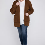 Waffle Open Cardigan Sweater, Various Colors, Zenana (Plus size only)