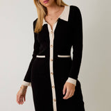 Sunday Edition  -Knit Dress with Ivory Trim