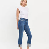 Vervet by Flying Monkey - High Rise Cuff Slim Straight Jeans