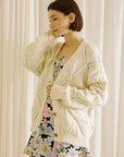 STORIA - Monochromatic Diamond Knit Cardigan