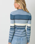 Mystree Color Block Striped Sweater Top