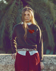 Q2 - Carbon grey sweater with red heart detail