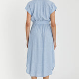 Be Cool - Striped Utility Style Shirt Dress with Waist Tie