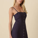 Olivaceous - Sariah Button-Front Linen Mini Dress