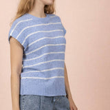 VERY J -Striped Knit Sweater Vest Top
