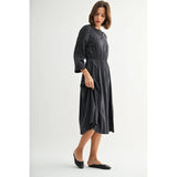 FUN2FUN - BUTTONDOWN DETAIL ELASTIC WAIST SHIRT DRESS