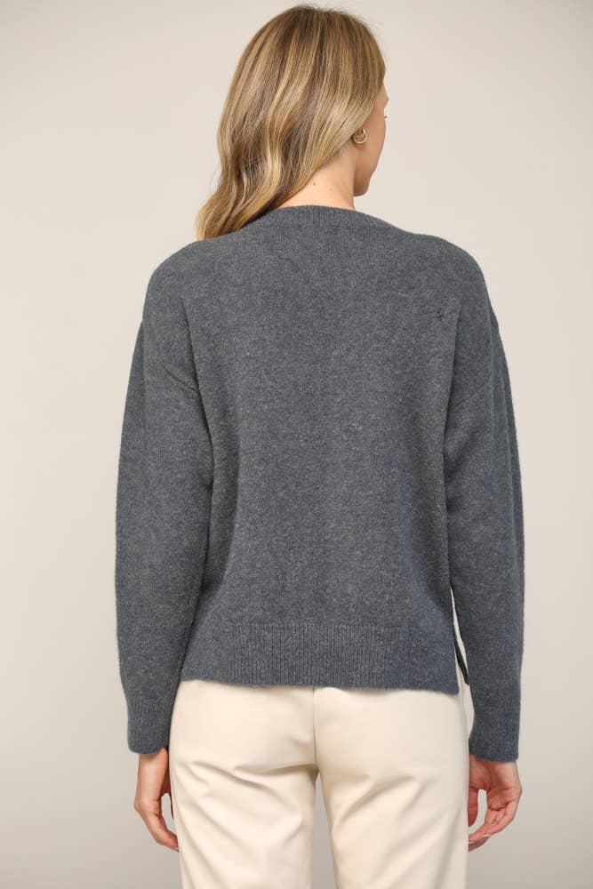 FATE - PEARL TRIM ROUND NECK SWEATER