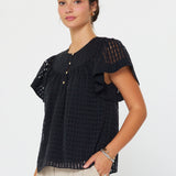 Current Air - Gingham Check Short Sleeve Blouse