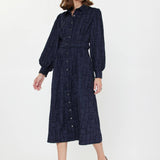 Current Air - Textured Jacquard Shirt Midi Dress