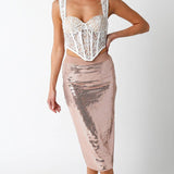 Olivaceous - Vicky Sequin Midi Skirt