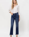 High Rise Distressed Hem Kick Flare Jeans, Vervet by Flying Monkey