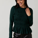 Sunday Edition by LE LIS -Round Neck Long Sleeve Smoked Top