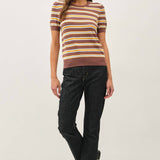 Be Cool - CLASSIC FIT STRIPED SHORT SLEEVE SWEATER TOP
