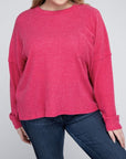 Ribbed Brushed Melange Sweater, Various Colors, Zenana