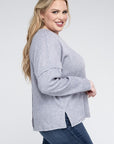 Ribbed Brushed Melange Sweater, Various Colors, Zenana