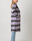 Mystree Fuzzy Plaid Long Coat