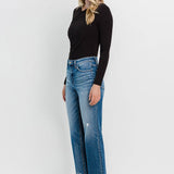 Flying Monkey - High Rise Frayed Hem Crop Straight Jeans